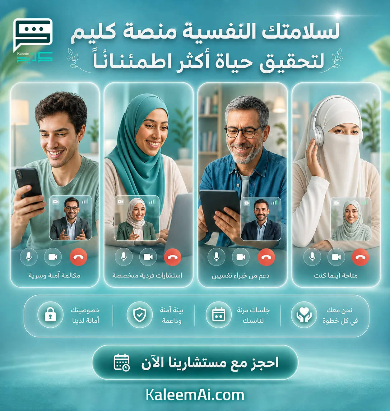 حملة تصميمات سوشيال ميديا لمنصة كليم للسلامة النفسية